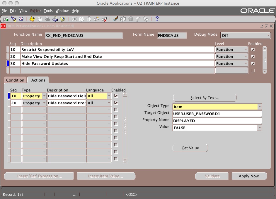 Snapshot 2009 01 15 22 32 41 Form Personalization: Restrict the Responsibilities LoV on the form FNDSCAUS